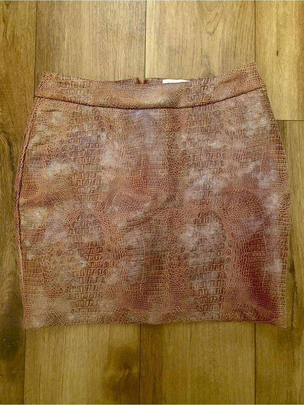 Faux Croc Mini Skirt in Burnt Copper